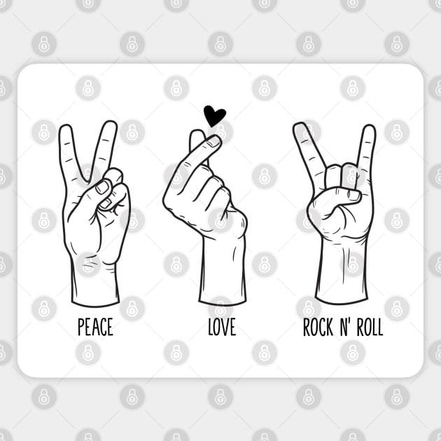 Peace Love Rock N Roll Sticker by Tee Tow Argh 